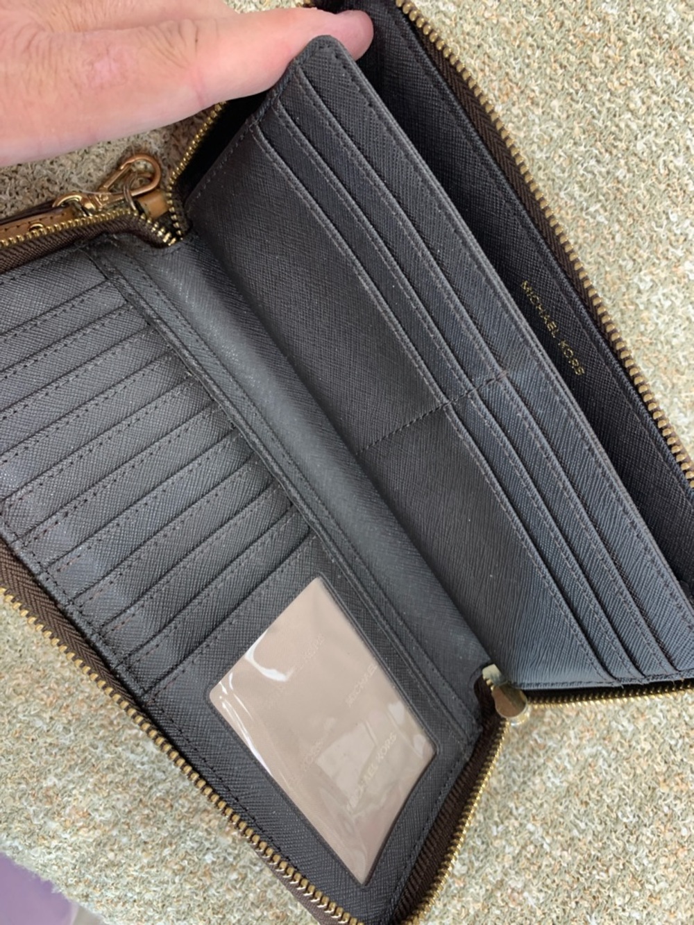 Michael Kors Brown and Tan Signature Zip Wristlet - Picture 3 of 6